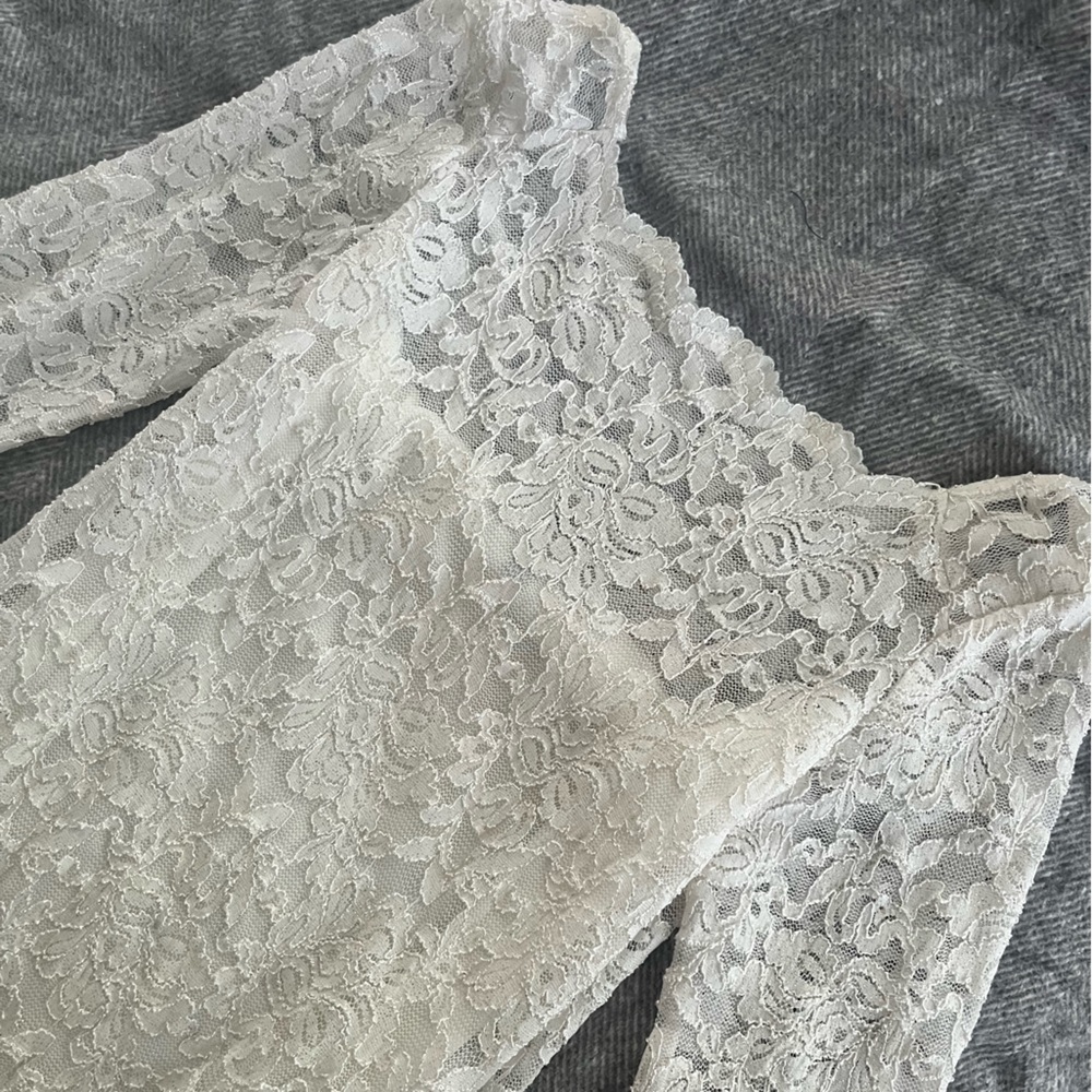 Bodycon Sparkly White Lace Midi Dress XS